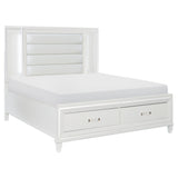 Tamsin White California King Platform Bed With Led Lighting And Footboard Storage