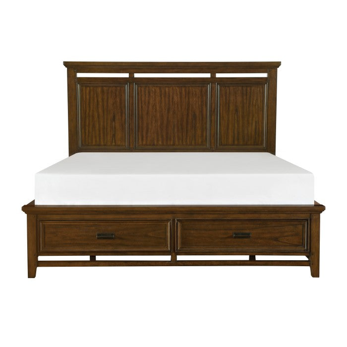 Park Brown Cherry Queen Platform Bed With Footboard Storage