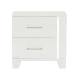 Kerren White High Gloss Nightstand, LED Lighting