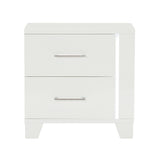 Kerren White High Gloss Nightstand, LED Lighting