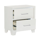 Kerren White High Gloss Nightstand, LED Lighting