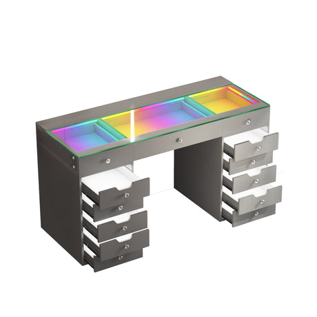 Eva Vanity Desk  - 13 Storage Drawers with Full Light &RGB