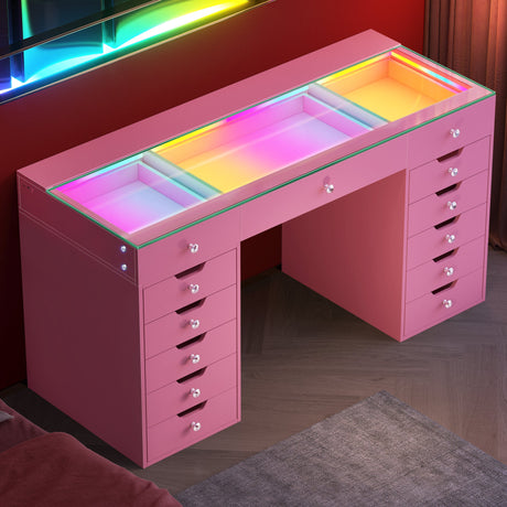 Eva-RGB Vanity Desk Pro - 13 Storage Drawers