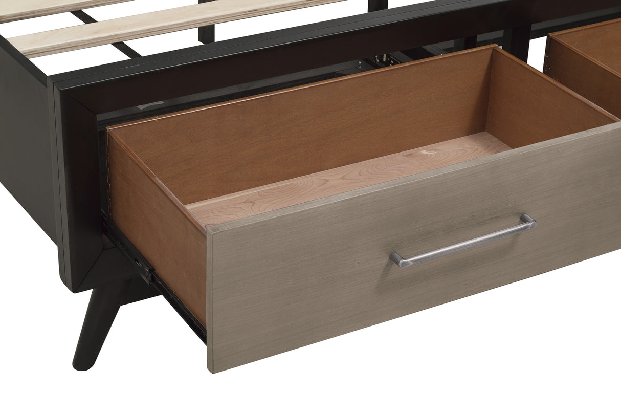 Raku Queen Platform Bed With Footboard Storage