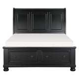 Laurelin Black Queen Sleigh Platform Bed With Footboard Storage