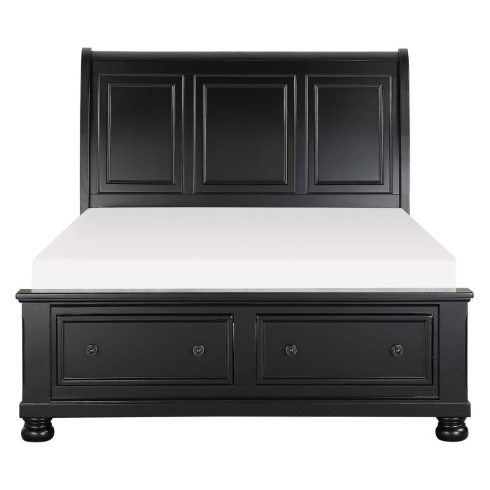 Laurelin Black Queen Sleigh Platform Bed With Footboard Storage