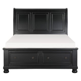 Laurelin Black Queen Sleigh Platform Bed With Footboard Storage