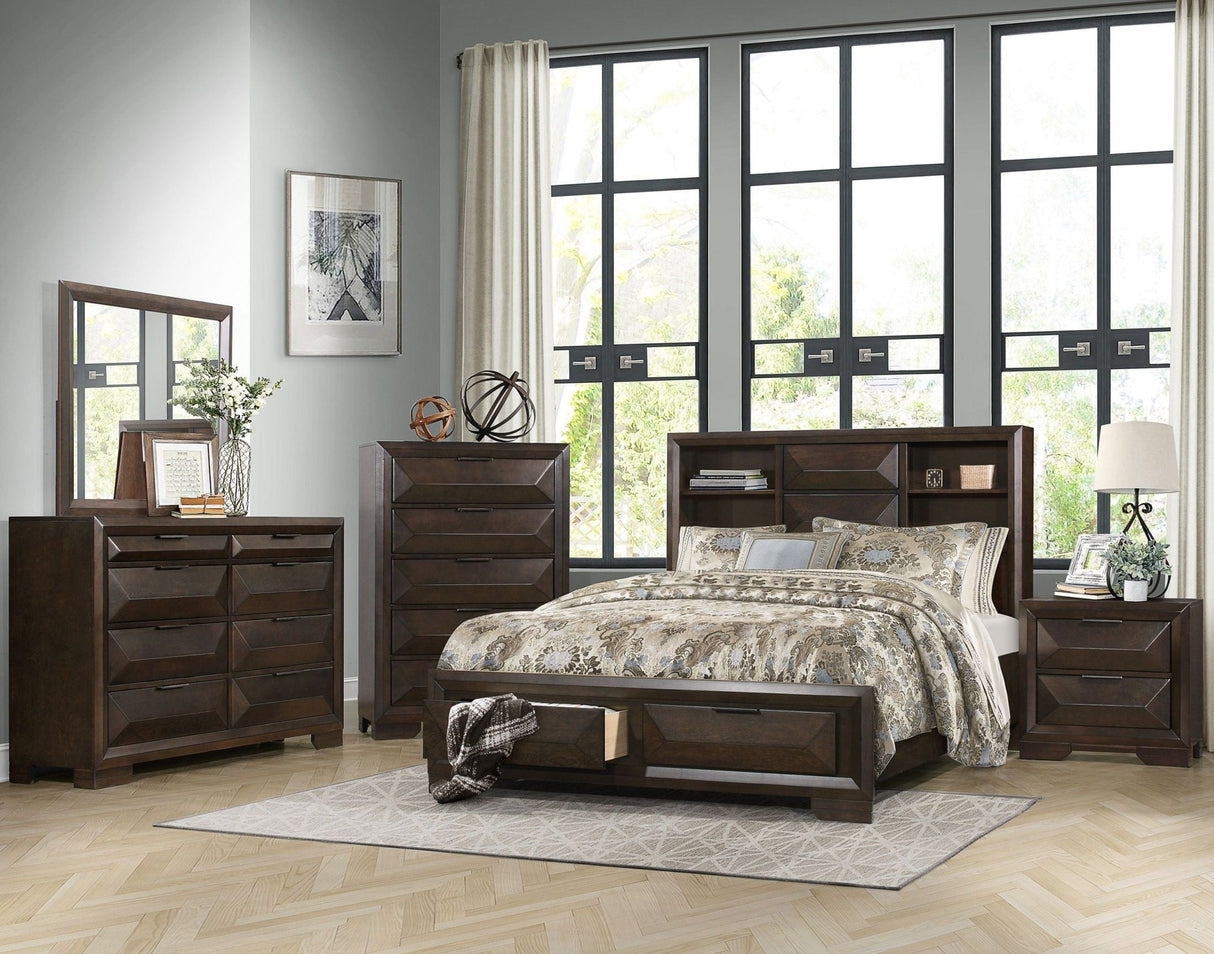 Chesky Warm Espresso Platform Storage Bedroom Set