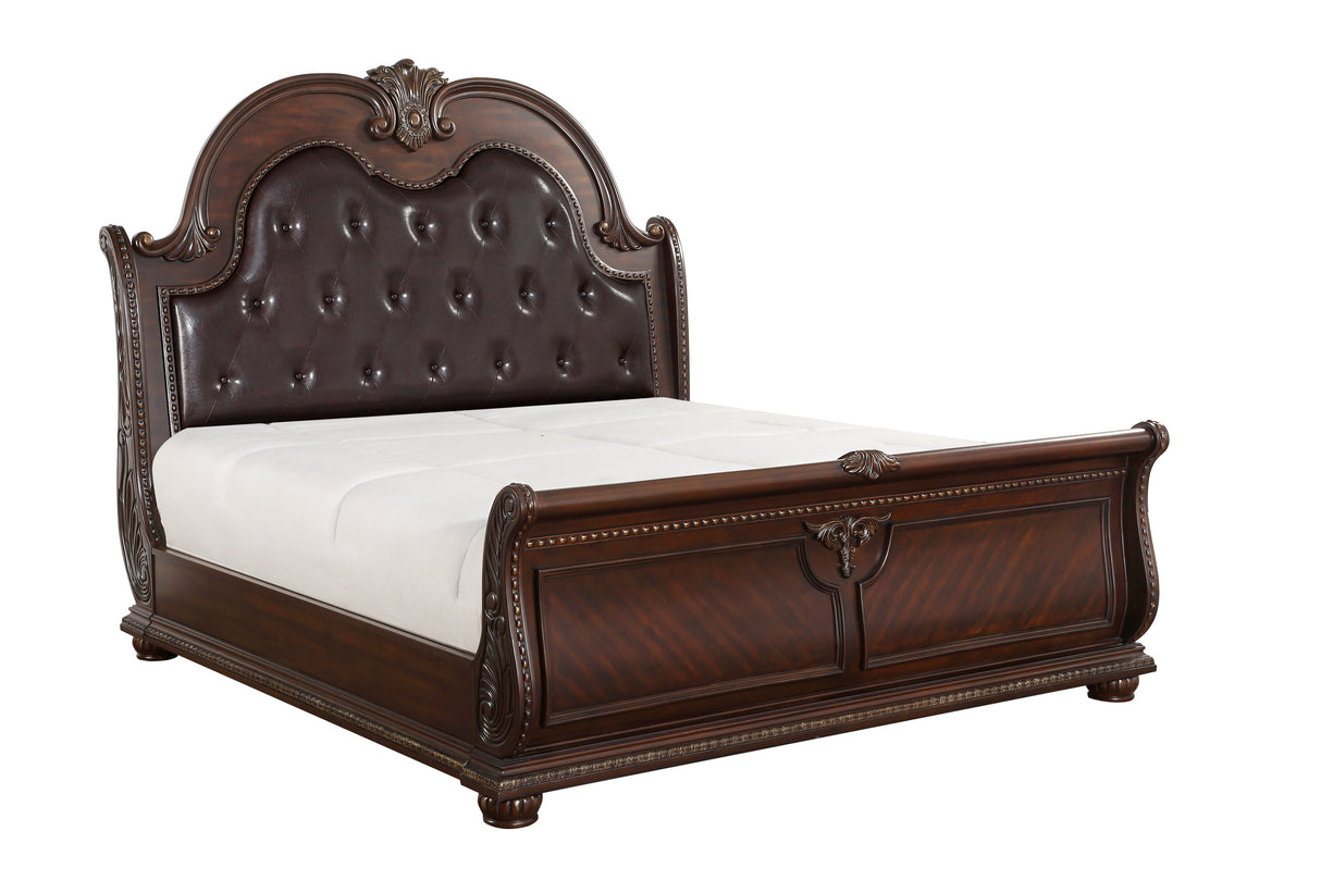 Cavalier Dark Cherry With Gold Tipping Eastern King Sleigh Bed