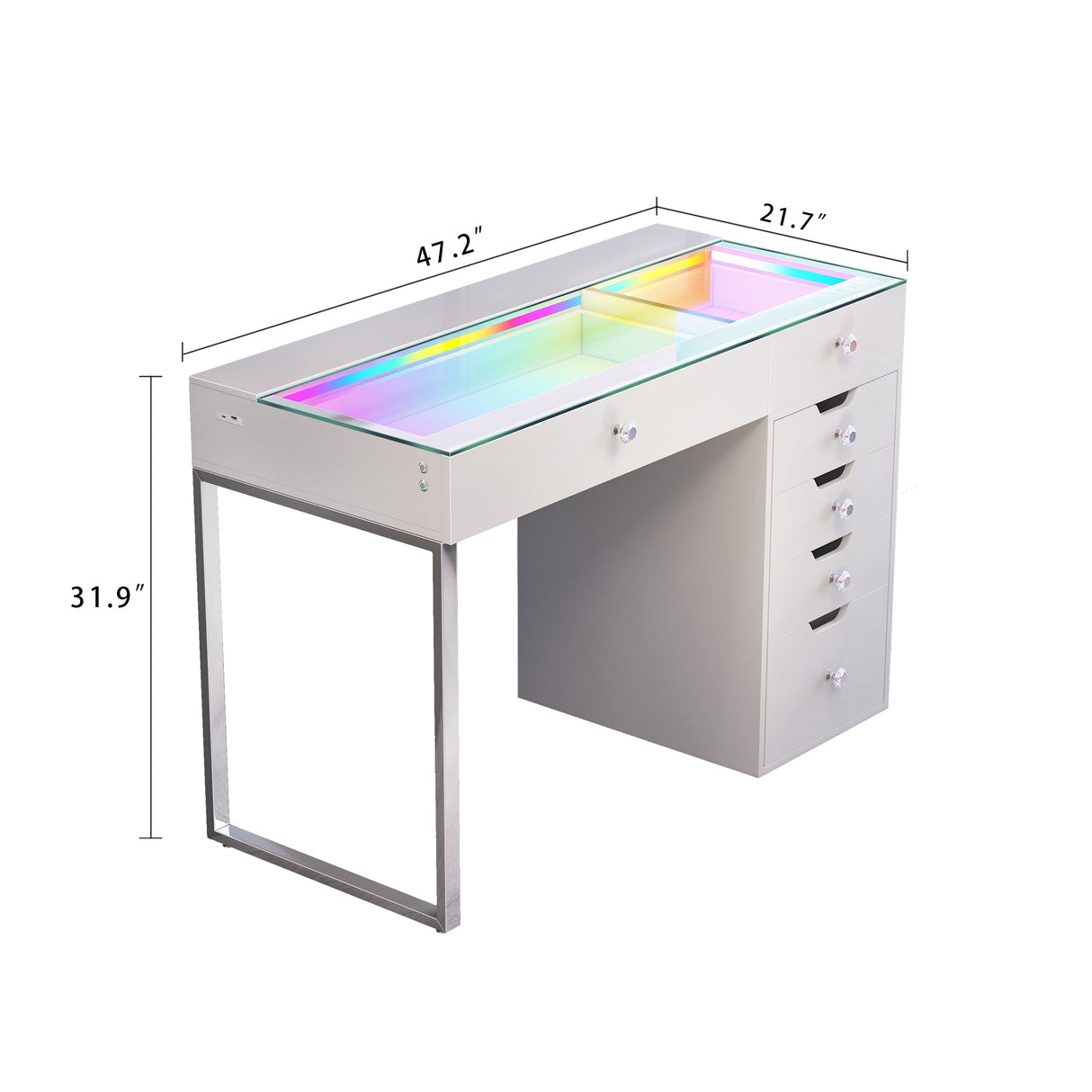 Diana RGB Vanity Desk - 6 Storage Drawers
