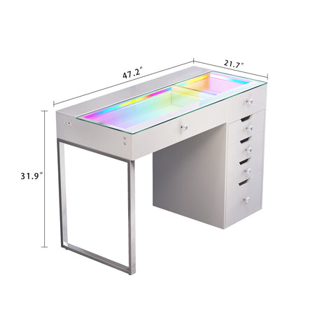 Diana RGB Vanity Desk - 6 Storage Drawers