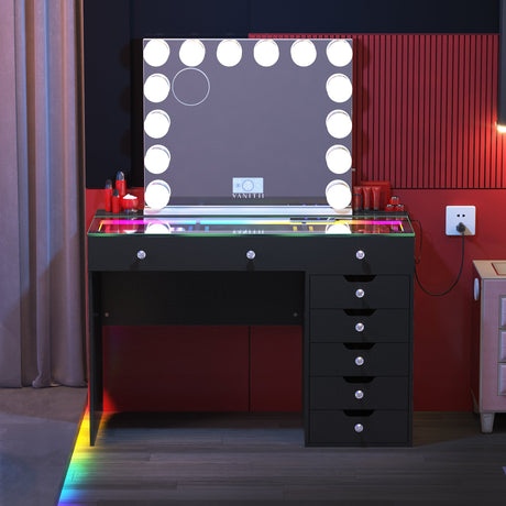 Promotion Deal!Diana Vanity Desk Set- 8 Storage Drawers with Vanity Mirror