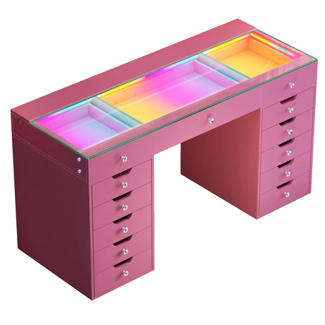 Eva-RGB Vanity Desk Pro - 13 Storage Drawers