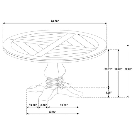 Florence Rustic Honey 7-Piece Round Dining Table Set