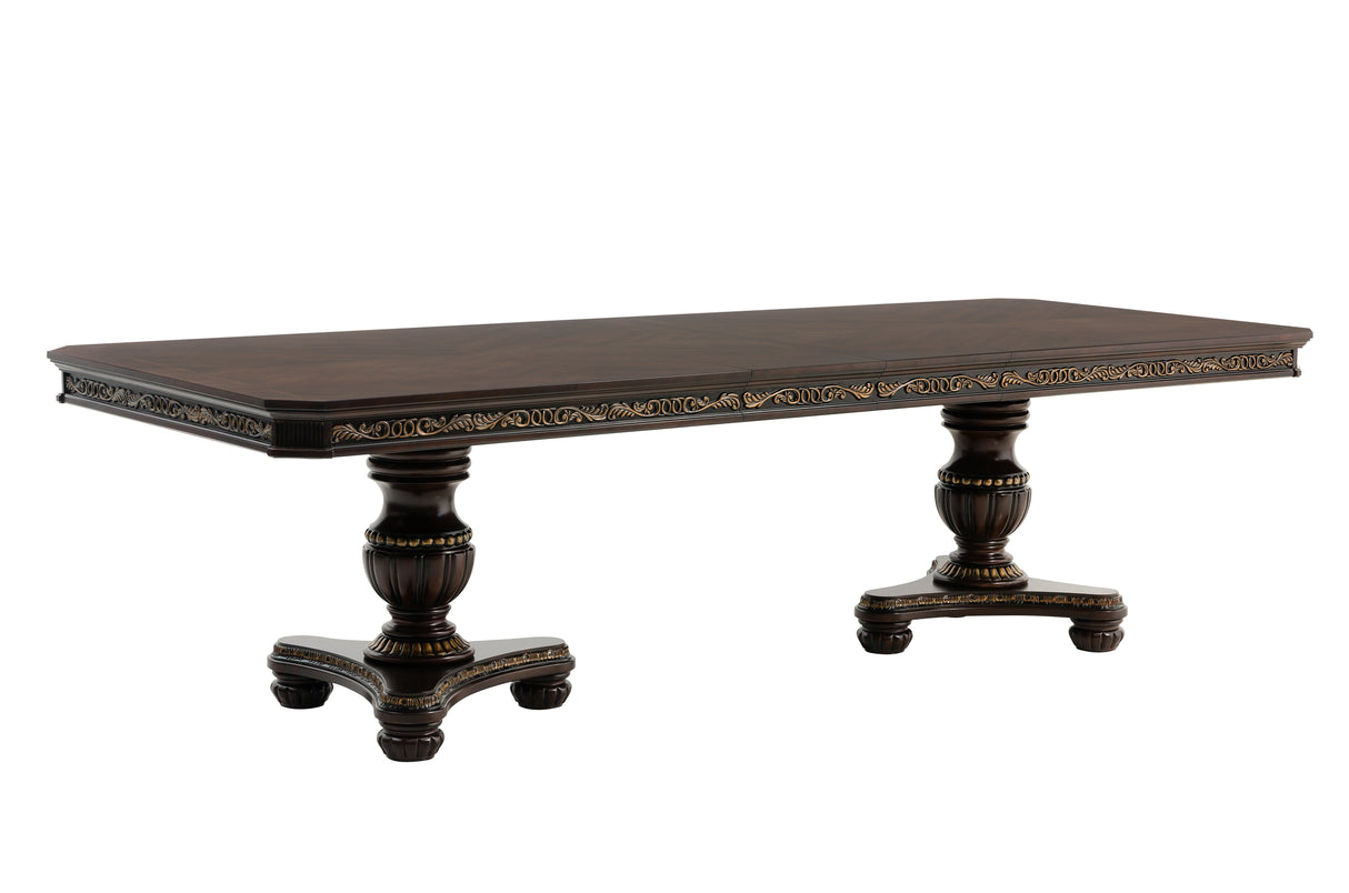 Hill Cherry With Gold Tipping Double Pedestal Dining Table