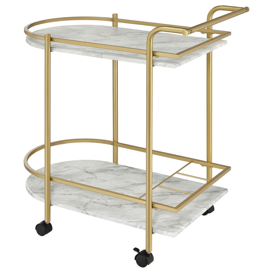 Desiree Rack Bar Cart With Casters Gold