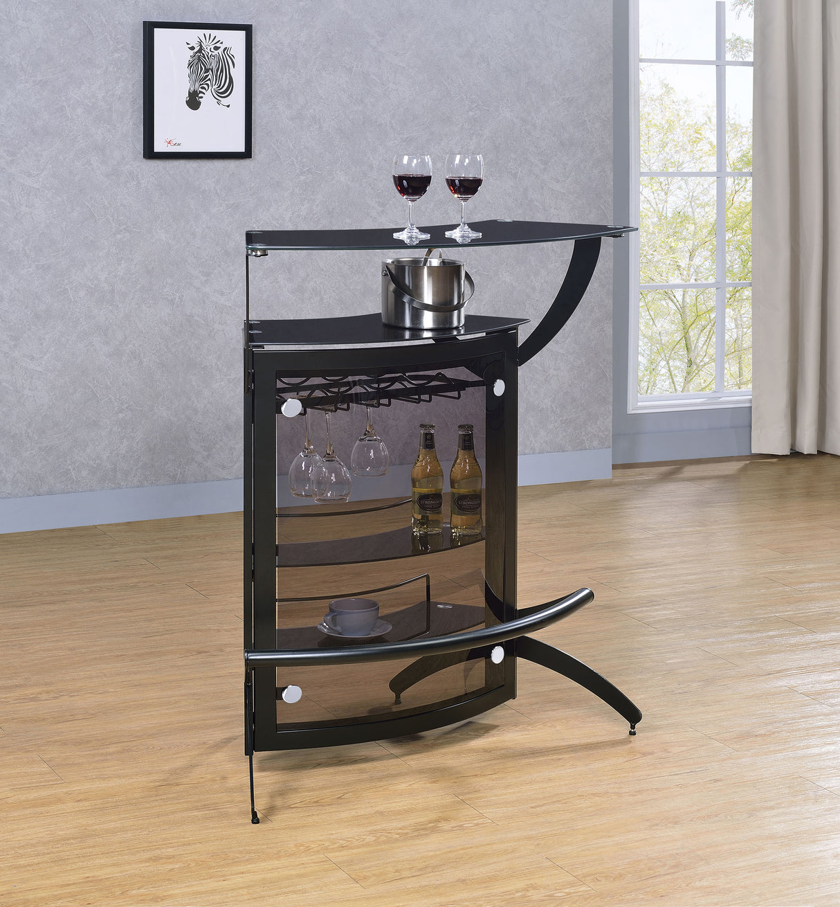 Dallas 3-Bottle Wine Rack Bar Unit Smoked And Black