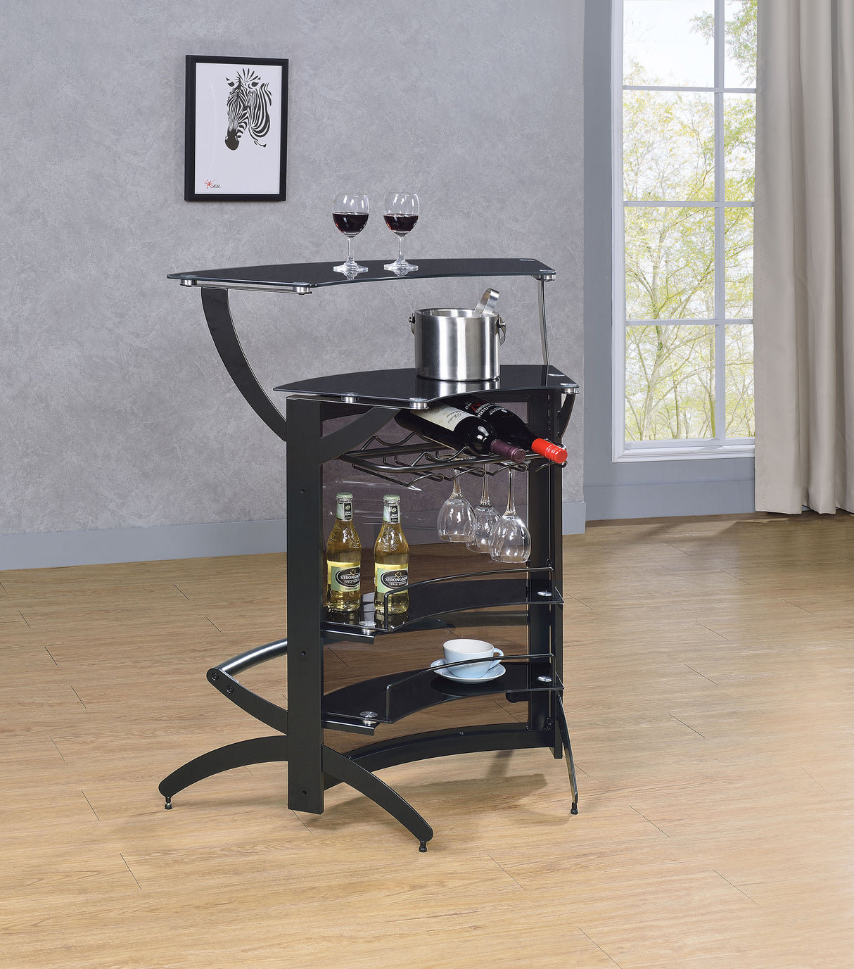 Dallas 3-Bottle Wine Rack Bar Unit Smoked And Black