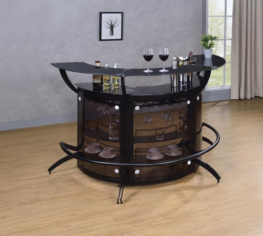 Dallas 3-Bottle Wine Rack Bar Unit Smoked And Black