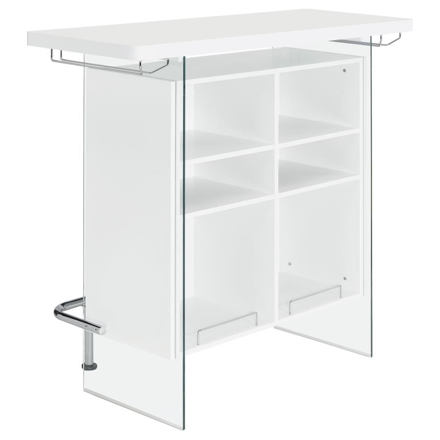 Acosta Rectangular Bar Unit With Footrest And Glass Side Panels
