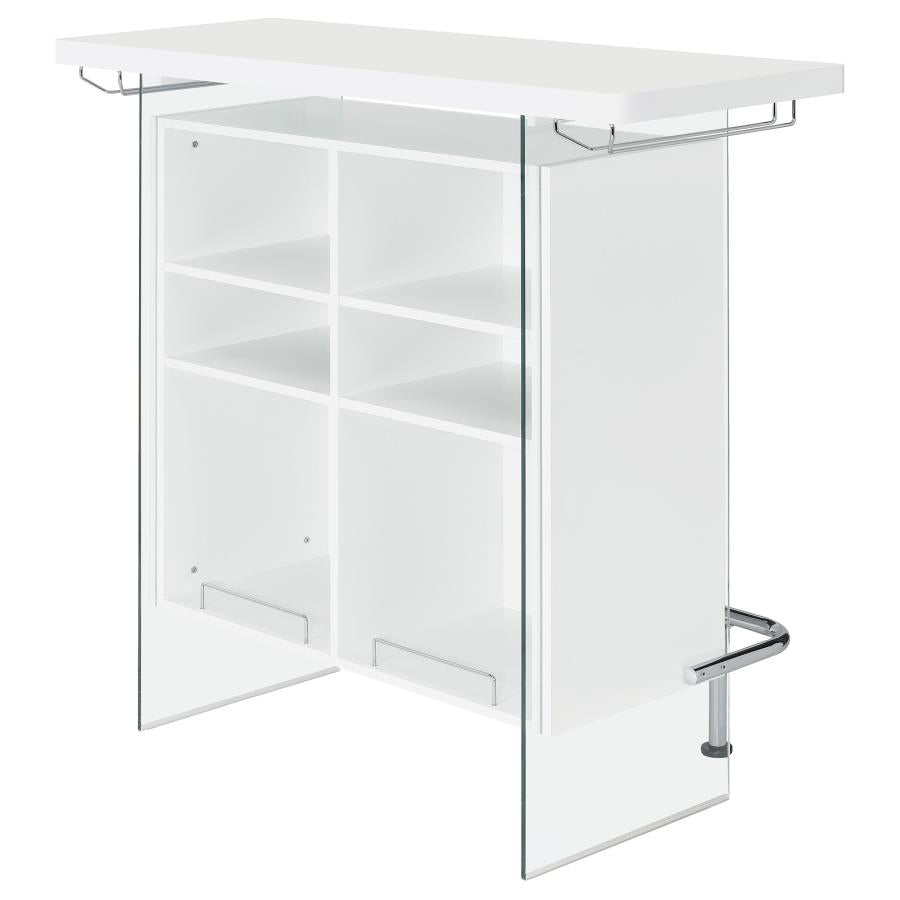 Acosta Rectangular Bar Unit With Footrest And Glass Side Panels