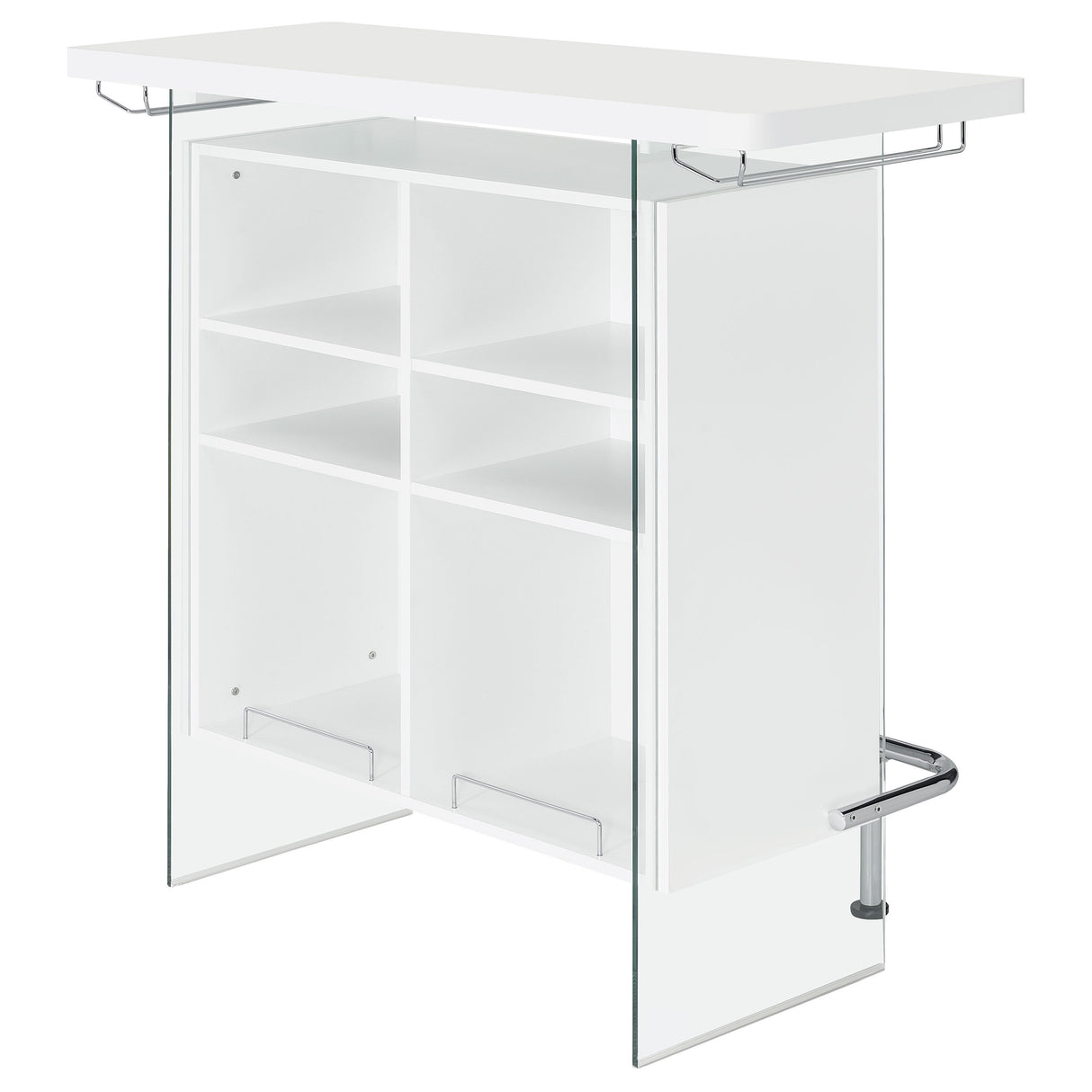 Acosta Rectangular Bar Unit With Footrest And Glass Side Panels