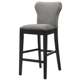 Rolando Upholstered Solid Back Bar Stools With Nailhead Trim (Set Of 2) Grey And Black