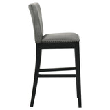 Rolando Upholstered Solid Back Bar Stools With Nailhead Trim (Set Of 2) Grey And Black