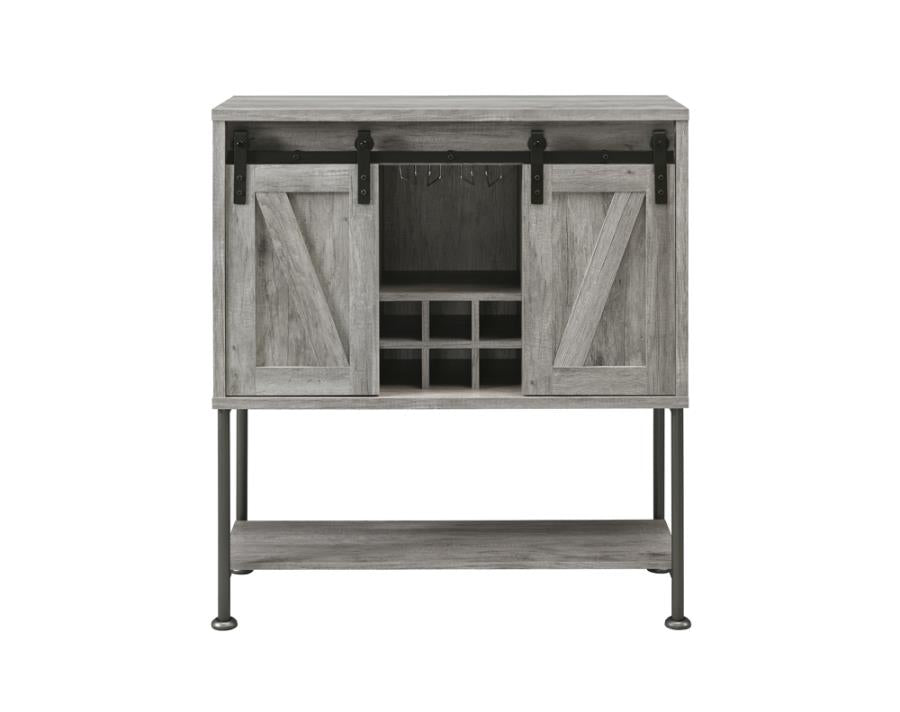 Claremont Sliding Door Bar Cabinet With Lower Shelf Grey Driftwood