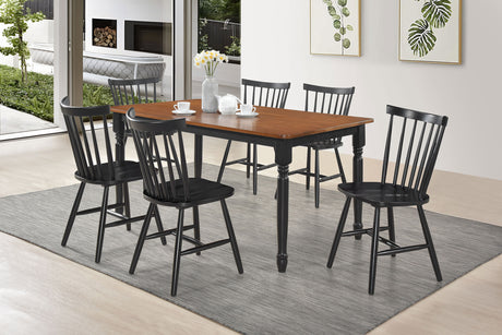 Hollyoak Black 7-Piece Rectangular Dining Set Walnut And