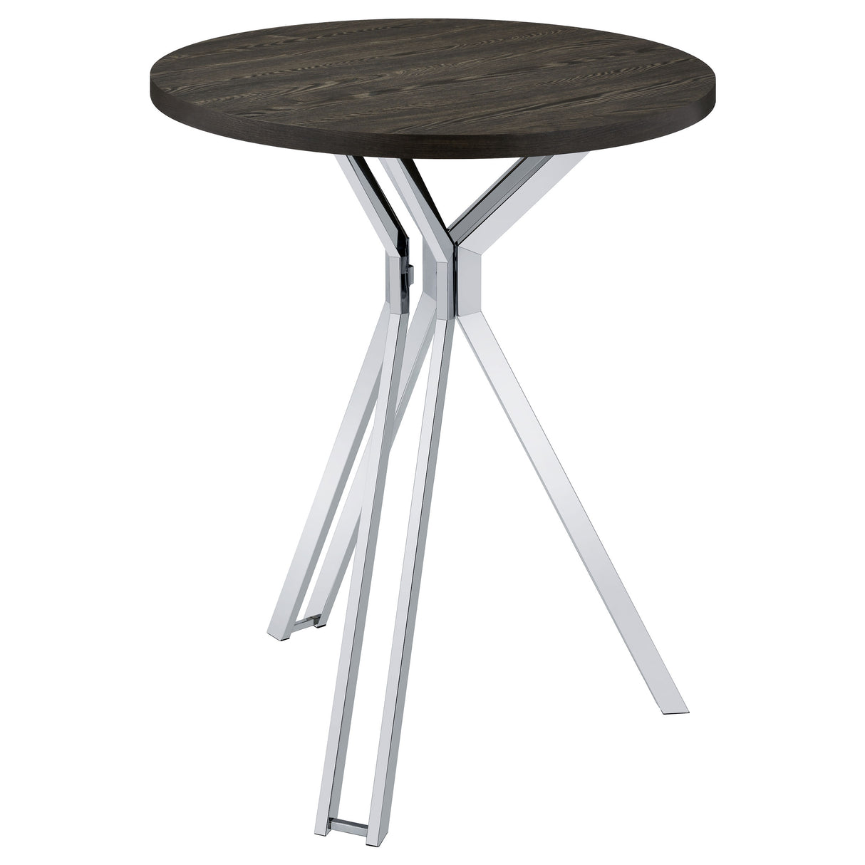 Edgerton Round Wood Top Bar Table Dark Oak And Chrome