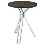 Edgerton Round Wood Top Bar Table Dark Oak And Chrome