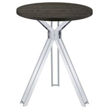 Edgerton Round Wood Top Bar Table Dark Oak And Chrome