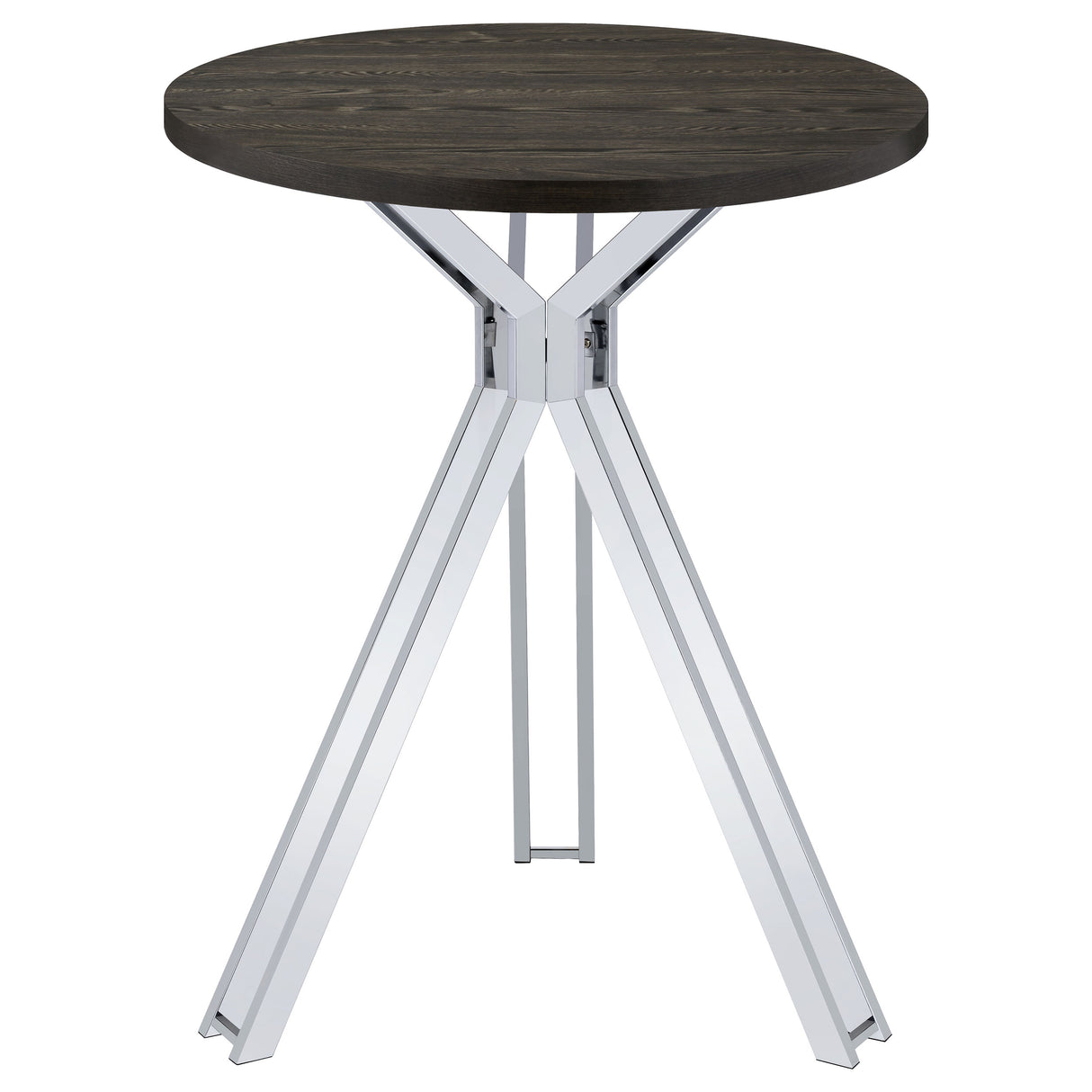 Edgerton Round Wood Top Bar Table Dark Oak And Chrome