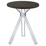 Edgerton Round Wood Top Bar Table Dark Oak And Chrome