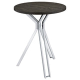 Edgerton Round Wood Top Bar Table Dark Oak And Chrome