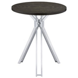 Edgerton Round Wood Top Bar Table Dark Oak And Chrome