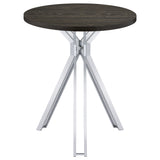 Edgerton Round Wood Top Bar Table Dark Oak And Chrome