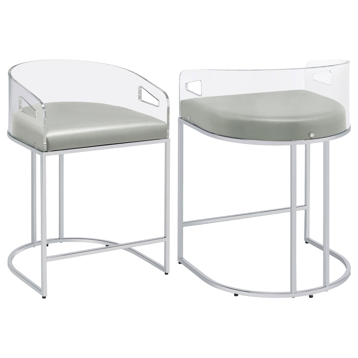 Thermosolis Acrylic Back Counter Height Stools Grey And Chrome (Set Of 2)