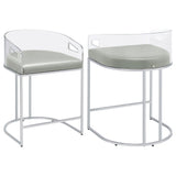 Thermosolis Acrylic Back Counter Height Stools Grey And Chrome (Set Of 2)