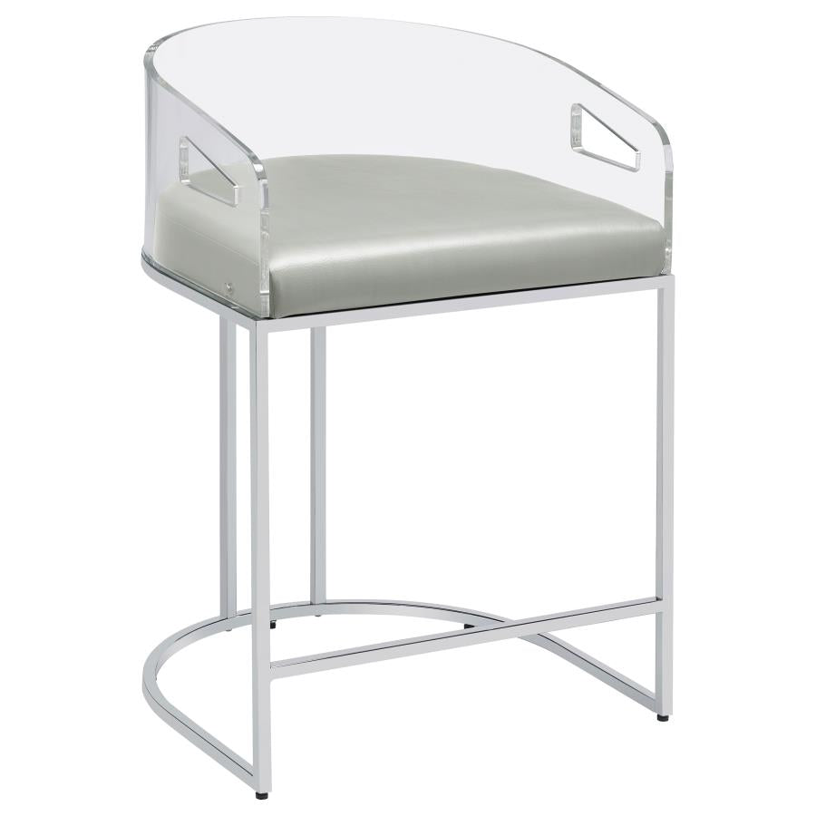 Thermosolis Acrylic Back Counter Height Stools Grey And Chrome (Set Of 2)