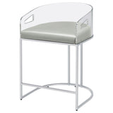 Thermosolis Acrylic Back Counter Height Stools Grey And Chrome (Set Of 2)