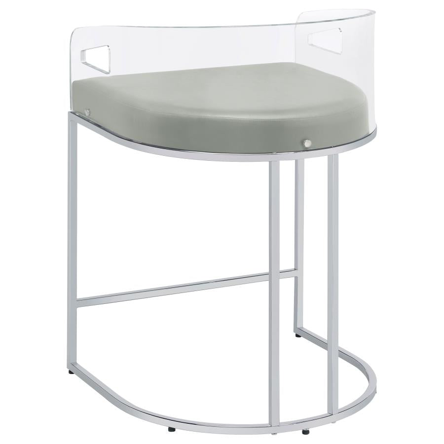 Thermosolis Acrylic Back Counter Height Stools Grey And Chrome (Set Of 2)