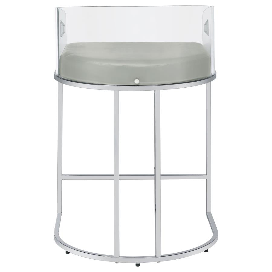 Thermosolis Acrylic Back Counter Height Stools Grey And Chrome (Set Of 2)