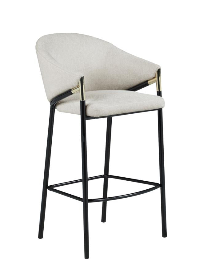 Chadwick Sloped Arm Bar Stools Beige And Glossy Black (Set Of 2)