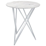 Bexter Faux Marble Round Top Bar Table White And Chrome