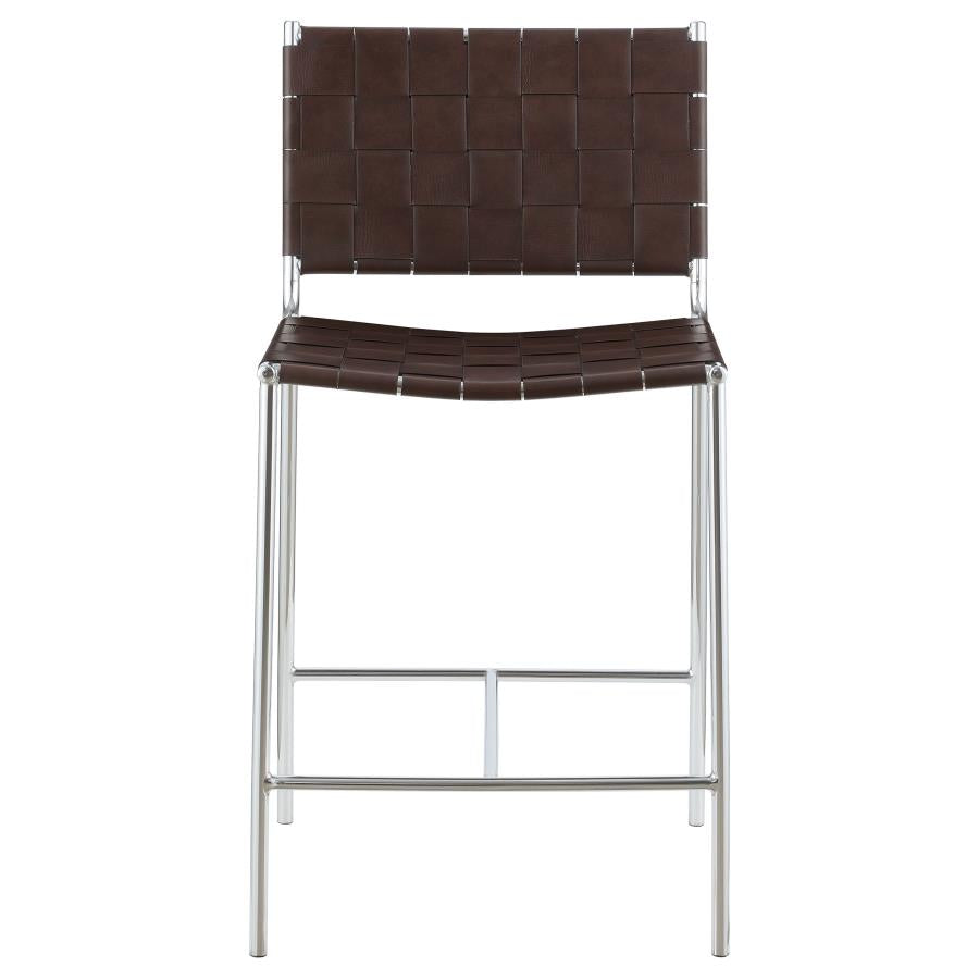 Adelaide Upholstered Counter Height Stool With Open Back Brown And Chrome