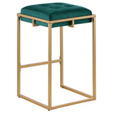 Nadia Square Padded Seat Counter Height Stool (Set Of 2) Hunter Green And Gold