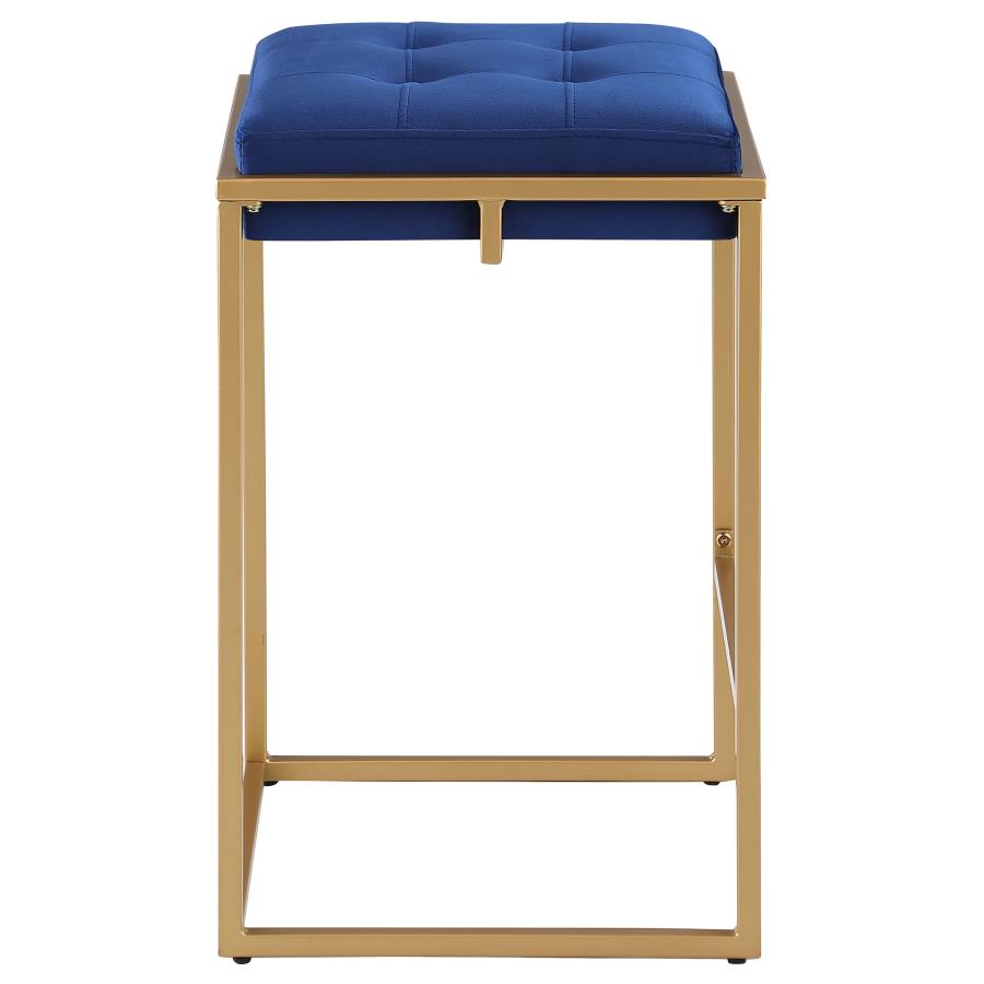Nadia Square Padded Seat Counter Height Stool (Set Of 2) Blue And Gold