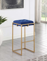 Nadia Square Padded Seat Bar Stool (Set Of 2) Blue And Gold